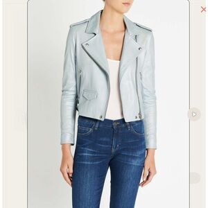 IRO Asheville Baby Blue Leather Biker Jacket.  38